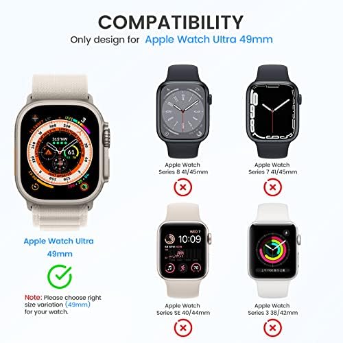 [3pack] Tensea עבור Apple Watch Ultra Protector Case 49 ממ, כיסוי פנים מגן, Iwatch, סרט זכוכית מחוסמת